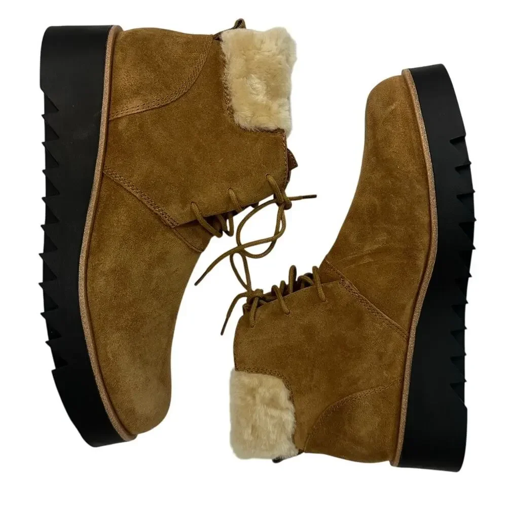 Eileen Fisher Wedge Bootie Kenille Sport Brown Suede New